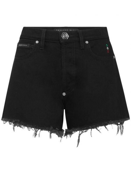 Shorts en jean avec applique Philipp Plein noir