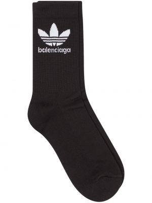 Bavlněné ponožky s výšivkou Balenciaga - bílá