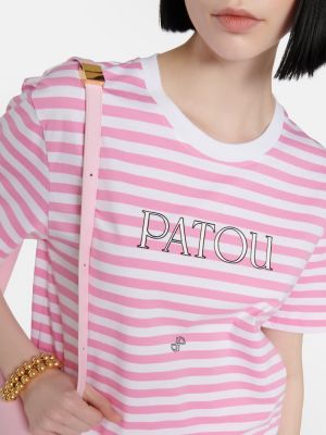 Svītrainas kokvilnas t-krekls Patou rozā