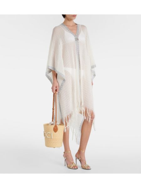 Μάξι φόρεμα με κρόσσια Gucci λευκό