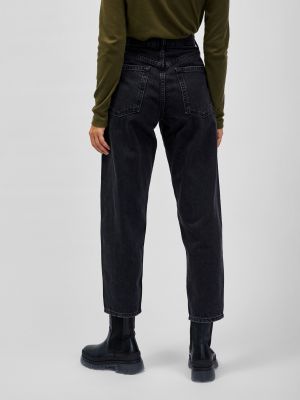 Straight fit džíny s vysokým pasem Gap černé