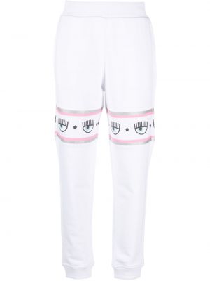 Памучни спортни панталони с принт Chiara Ferragni бяло