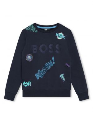 Hoodie ricamata Boss Kidswear blu