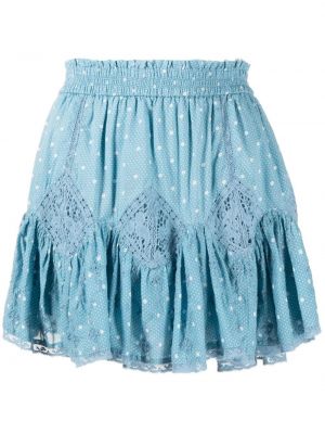 Puntíkaté mini sukně Loveshackfancy - modrá
