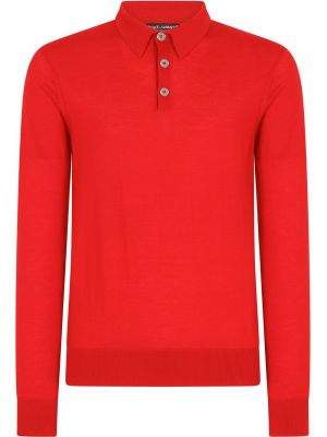 Tricou polo din cașmir Dolce & Gabbana roșu