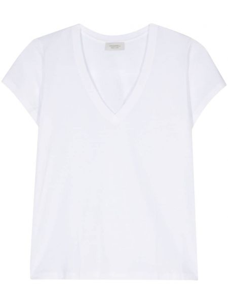 Βαμβακερή μπλούζα με λαιμόκοψη v Mazzarelli λευκό