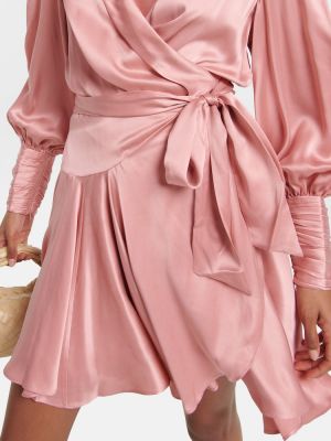 Mini robe en satin en soie Zimmermann rose