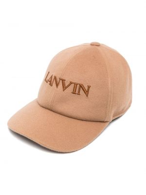 Haftowana czapka z daszkiem Lanvin brązowa