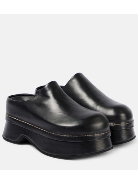 Læder clogs med plateau Alexander Mcqueen sort