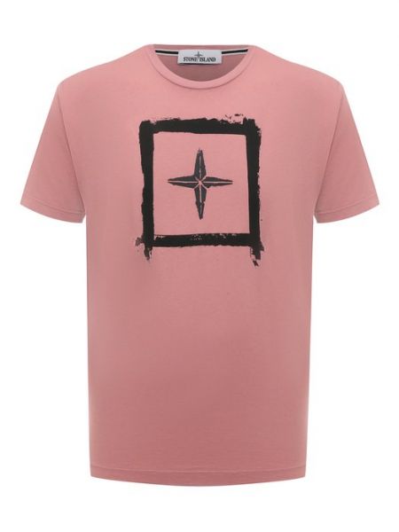 Хлопковая футболка Stone Island розовая
