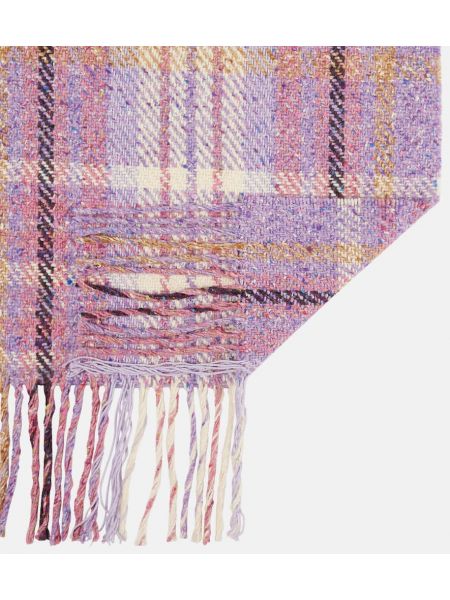 Kockovaný hodvábny vlnený šál Acne Studios fialová