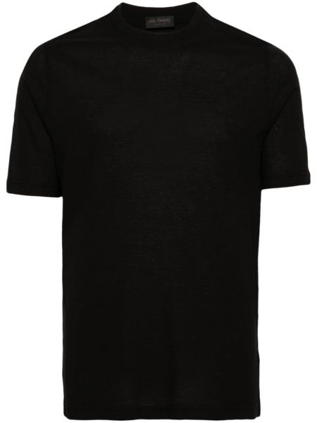 Bavlněné tričko s kulatým výstřihem Dell'oglio černé
