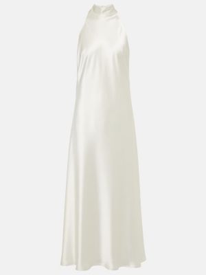 Сатенена миди рокля бяло Galvan