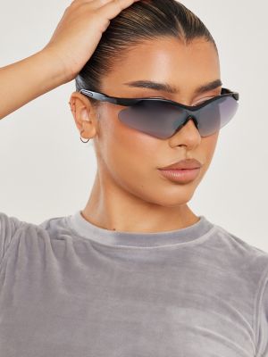PrettyLittleThing солнцезащитные очки со спортивными линзами и козырьком с эффектом омбре черные