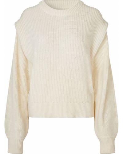 Pletený bavlnený priliehavý sveter Mbym - biela