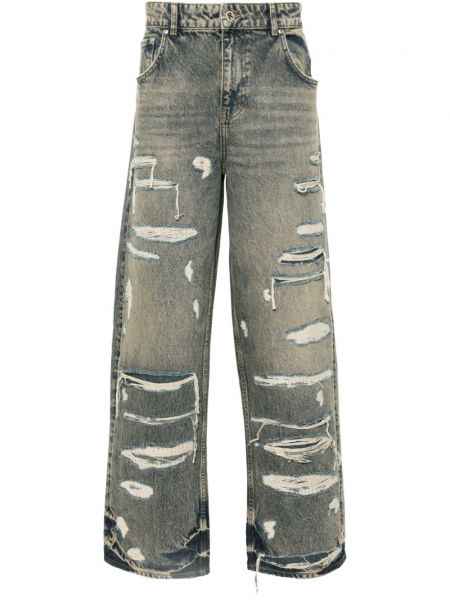 Distressed straight jeans Represent blau