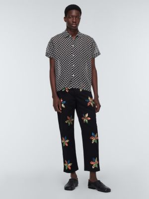 Pantaloni cu model floral Bode negru