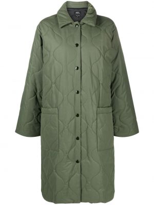 Klasický bavlněný prošívaný kabát s dlouhými rukávy A.p.c. - zelená