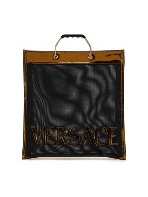 Shopperka z siateczką Versace czarna