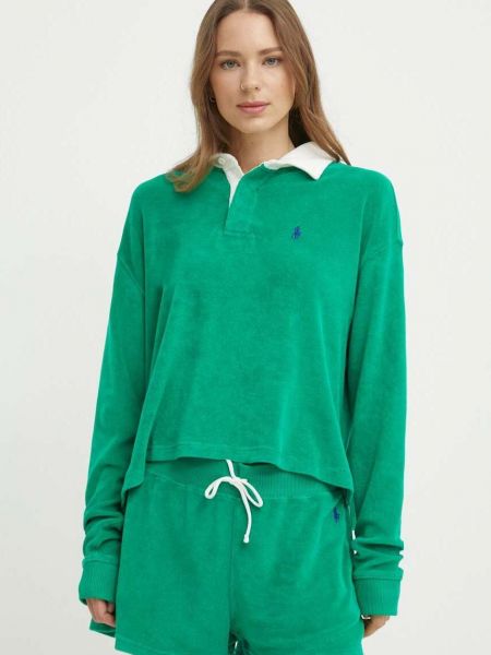 Polo majica z dolgimi rokavi Polo Ralph Lauren zelena