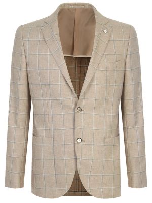 Шелковый шерстяной пиджак L.b.m. 1911 бежевый