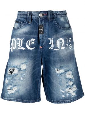 Nødlidende jeans-shorts Philipp Plein blå