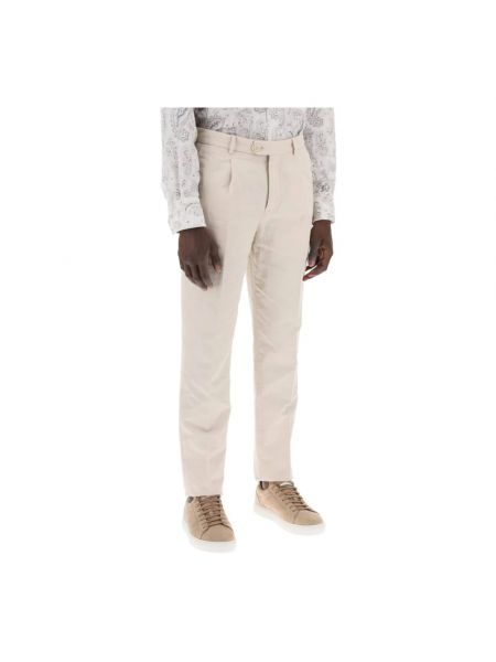 Pantalones chinos de lino de algodón Brunello Cucinelli beige