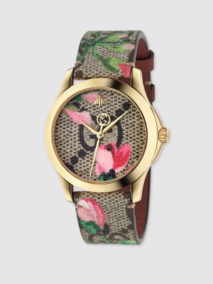 Relojes de cuero con estampado Gucci