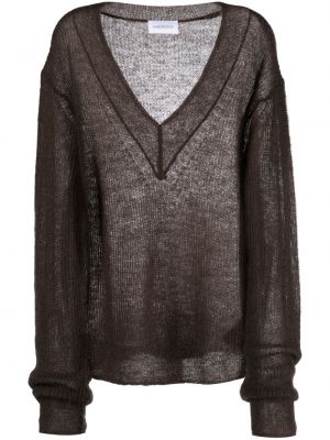 Sweter z dekoltem w serek 16arlington brązowy