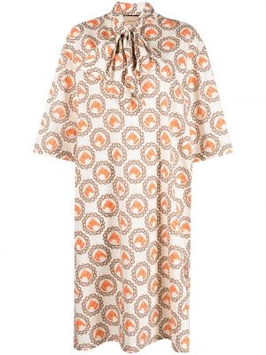 Sukienka bawełniana z nadrukiem żakardowa Gucci Pomarańczowa
