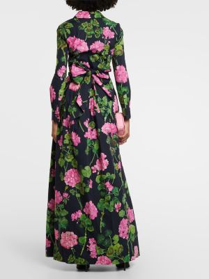 Kvetinové bavlnené dlouhé šaty Oscar De La Renta