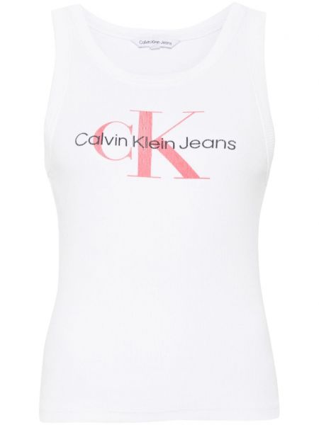 Raštuotas marškinėliai be rankovių Calvin Klein balta