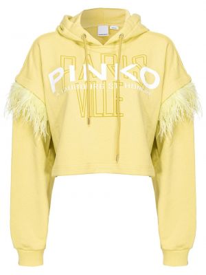 Mikina s kapucňou s perím Pinko žltá