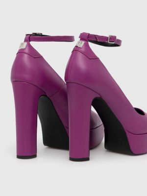 Platform talpú magassarkú bőr flip-flop Karl Lagerfeld lila