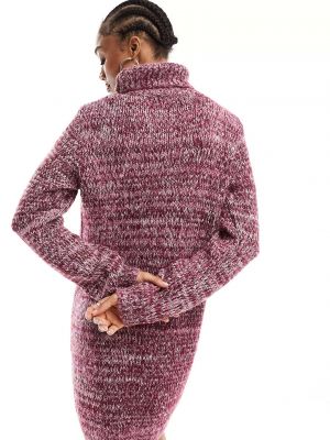 Платье-свитер с высоким воротником Pieces Tall фиолетовое