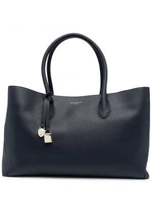 Shopper en cuir Aspinal Of London bleu