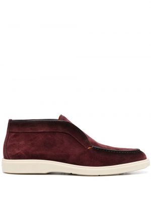 Pantofi loafer din piele de căprioară Santoni roșu