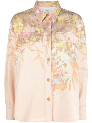 T-shirt en coton à fleurs Forte Forte beige