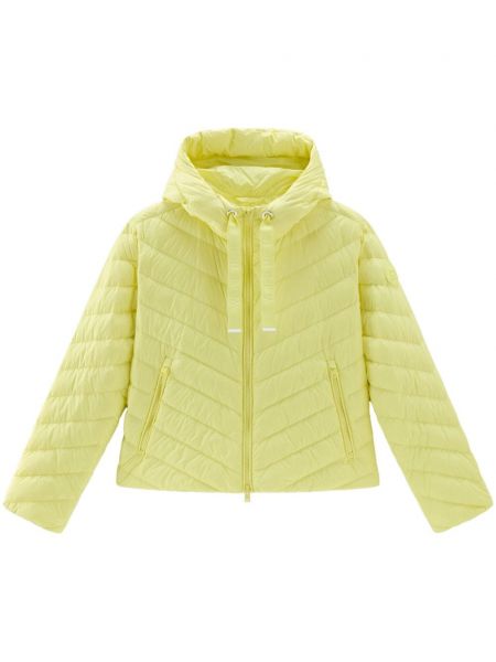 Prošivena pernata jakna s kapuljačom Woolrich žuta