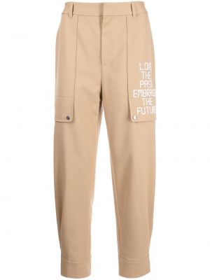 Pantalon brodé avec imprimé slogan slim Ports V marron