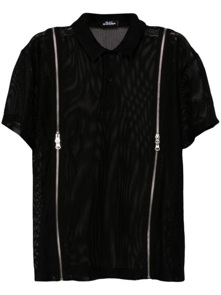 Tīkliņa polo krekls ar rāvējslēdzēju Olly Shinder melns