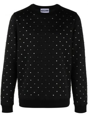 Džemperis bez kapuces ar kristāliem Moschino melns