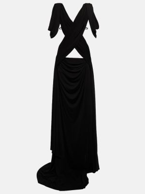 Drapované džerzej dlouhé šaty Gucci čierna