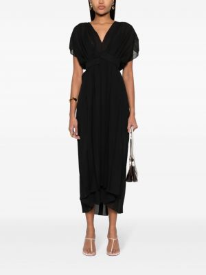 Sukienka długa plisowana z krepy Fabiana Filippi czarna