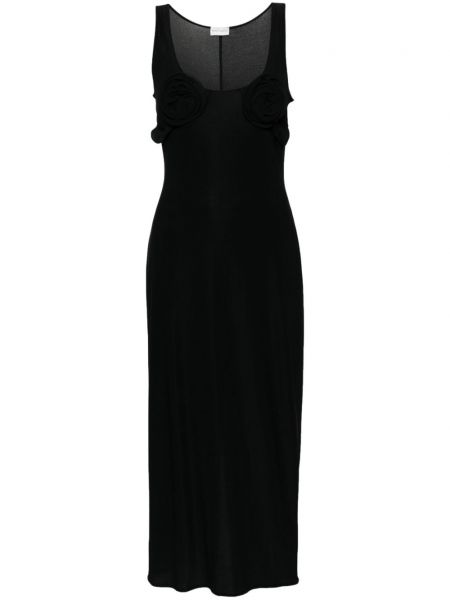 Midi obleka s cvetličnim vzorcem Magda Butrym črna