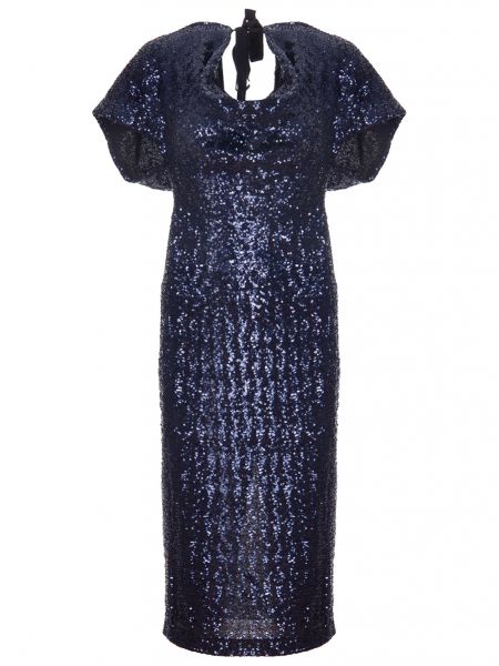 Шелковое вечернее платье с пайетками Roland Mouret синее