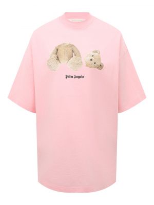 Хлопковая футболка Palm Angels розовая