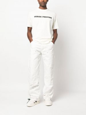 Straight fit džíny s oděrkami Heron Preston bílé