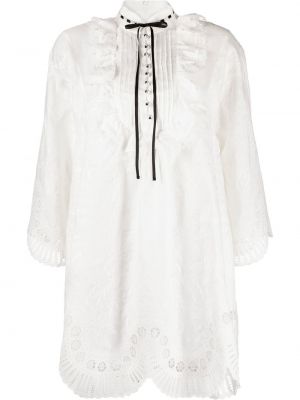 Dolga obleka s cvetličnim vzorcem s čipko Zimmermann bela