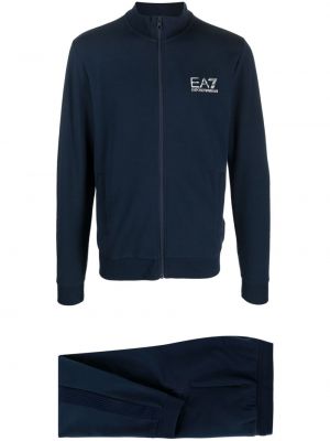 Gestreifter trainingsanzug mit print Ea7 Emporio Armani blau